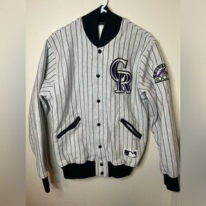 Gray and Black Varsity Bomber Jacket